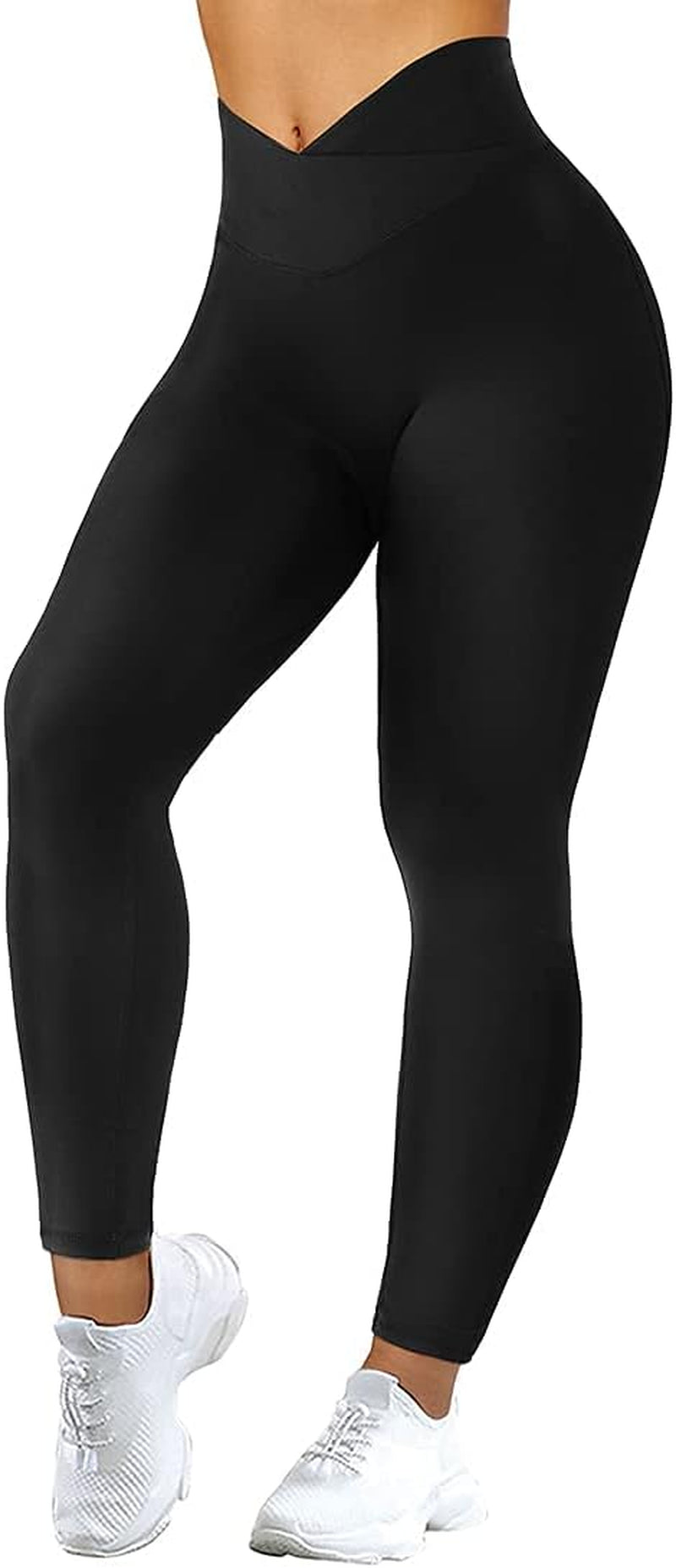 Women Cross Waist Butt Lifting Leggings with Pockets High Waisted Workout Yoga Pants